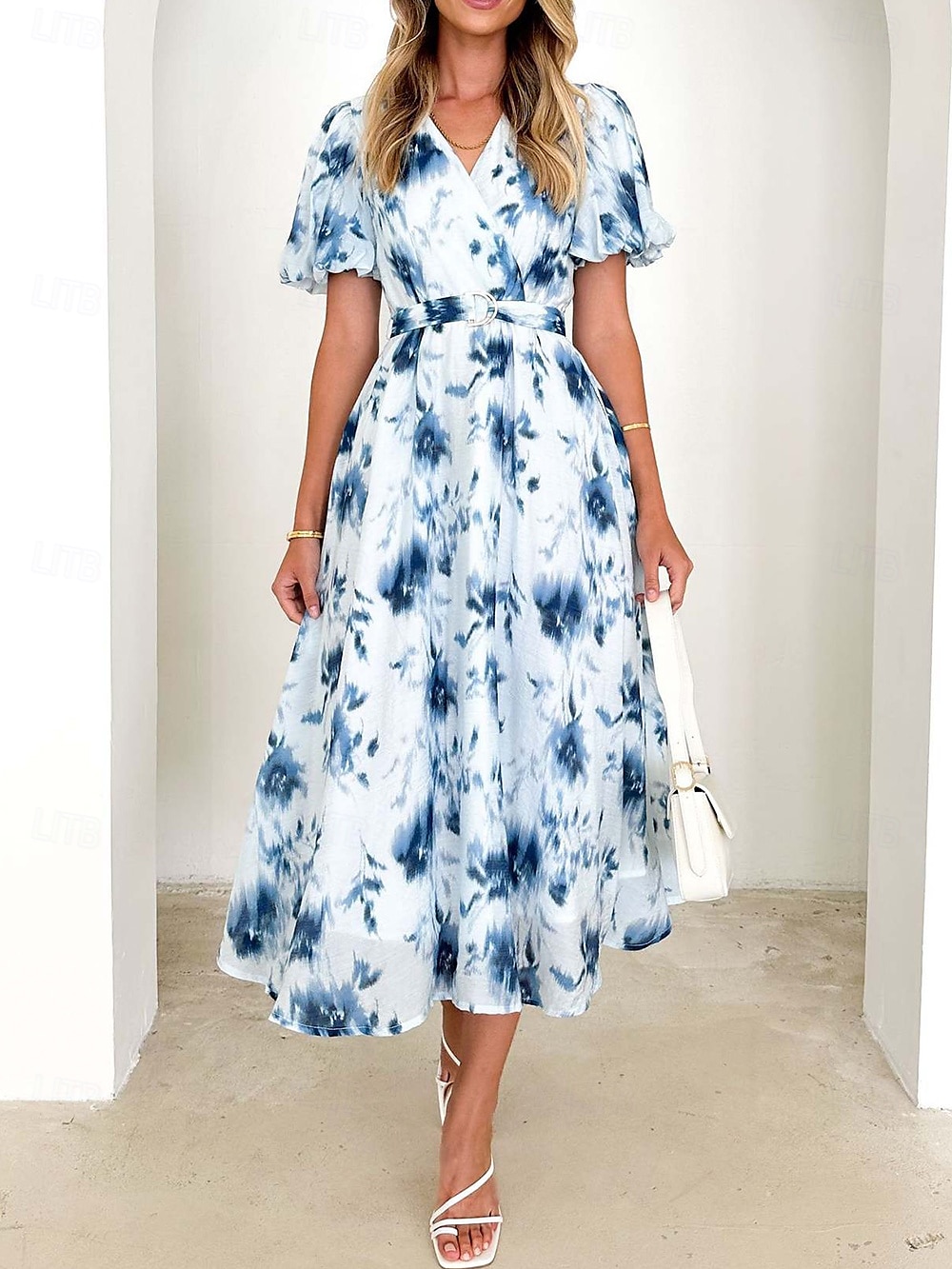 Retro Vintage 1950s Midi Dress Wrap Dress Flare Dress Puff Sleeve Floral A-Line V Neck Women's Masquerade Wedding Vacation Tea Party Adults' Dress 2025 - $24.99 –P4