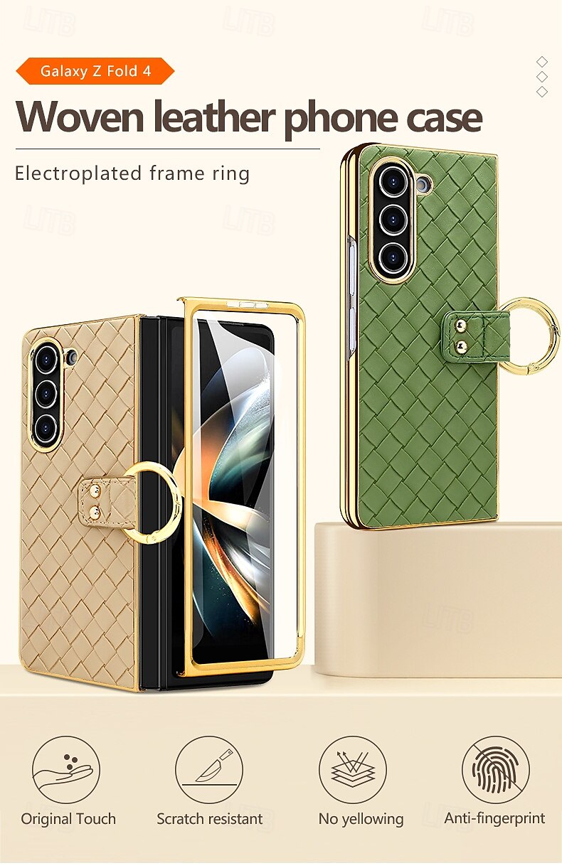 Phone Case For Samsung Galaxy Z Fold 6 Z Fold 5 Z Fold 4 Back Cover Ring Buckle Shockproof Retro PU Leather 2025 - $28.99 –P2