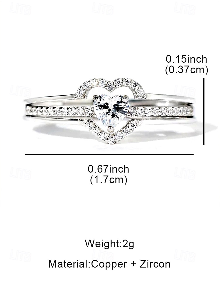 Women's rose gold plated heart ring with cubic zirconia - an elegant engagement ring for a special occasion 2025 - $9.99 –P7
