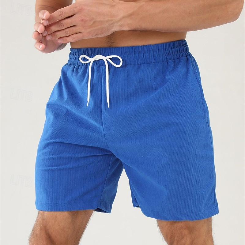 Per uomo Pantaloncini Pantaloncini estivi Pantaloncini casual Pantaloncini di velluto a coste Tasche A cordoncino Vita elastica Liscio Comfort Traspirante Breve Esterno Da mare Sport Informale Nero del 2026 a $16.49 –P8