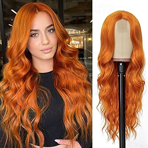 Wig for Women Long Wavy Wigs Women, Natural Looking Hair Wigs, Heat Resistant Brown Synthetic Wig, Middle Part Hair Replacement Wigs for Daily Party Use 2025 - $29.99 –P2