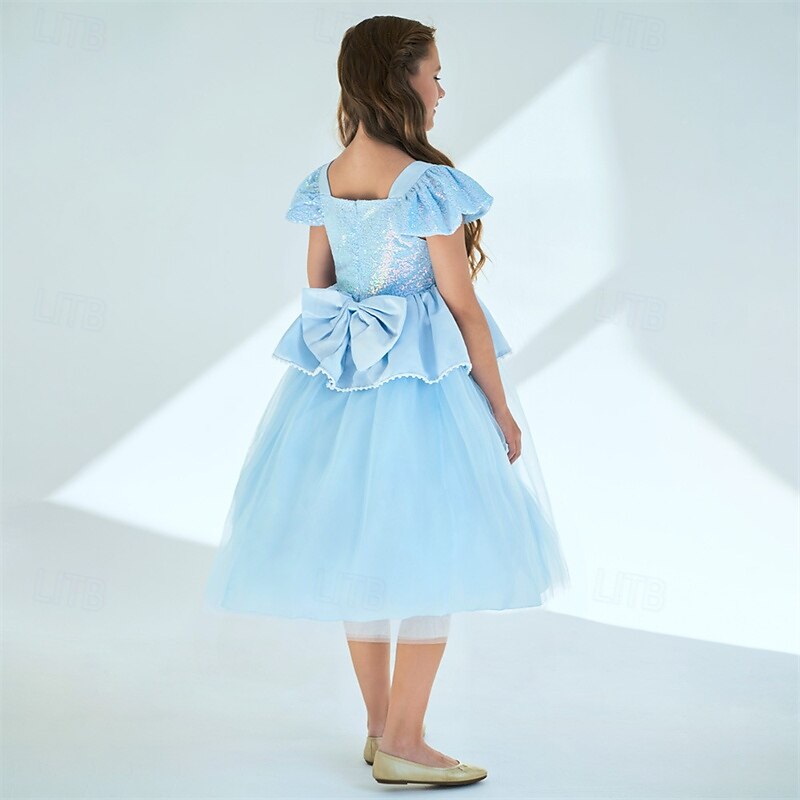 Kids Girls' Dress Color Block Sleeveless Performance Outdoor Mesh Adorable Costume Polyester Midi Casual Dress A Line Dress Tulle Dress Summer Spring 4 years+ Sky Blue 2025 - $31.99 –P4