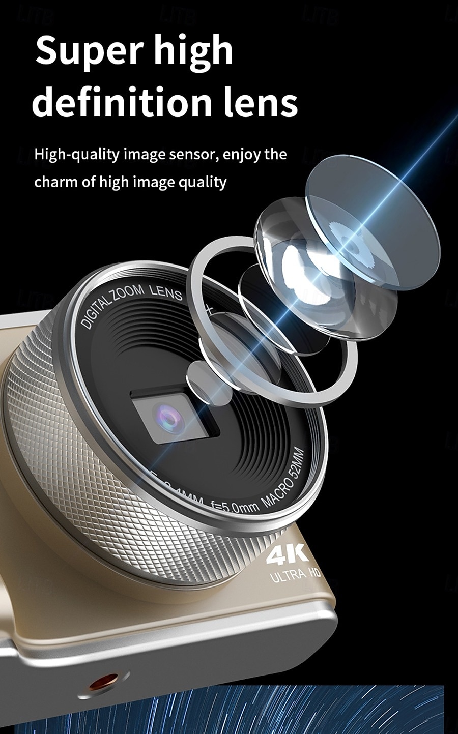 2025年 レトロファッション 64 メガピクセル デジタルカメラ 4k HD CMOS レンズ HD 広角撮影カメラ オプションの角度レンズ コレクション – $220.79 –P3