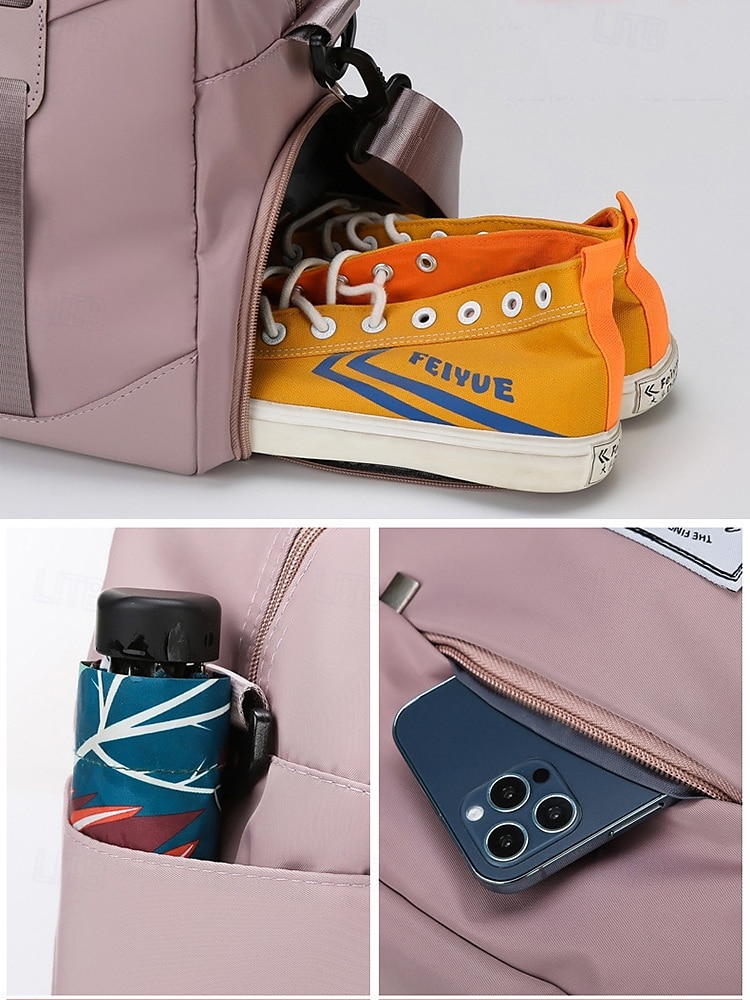 Women's Travel Duffel Bag with Shoe Compartment – Large-Capacity Waterproof Weekender Tote for Gym, Sports and Overnight TripsColor Wine Black Pink 2025 - $29.99 –P7