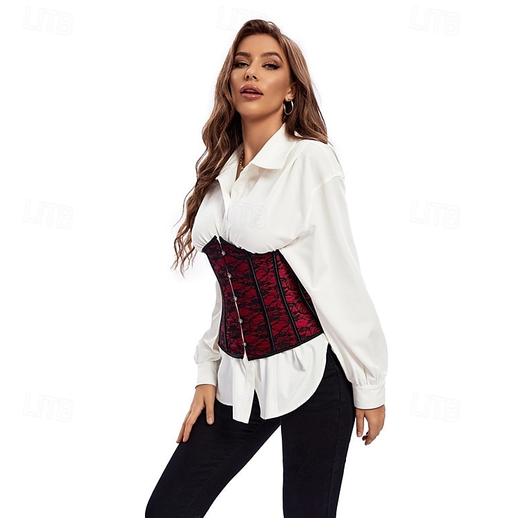 Retro Vintage Punk & Gothic Corset Underbust Corset Bustier Lace up 14 Bones Floral Women's Fantasy Halloween Carnival Party Casual Daily LARP Adults' Corset 2025 - $21.99 –P8