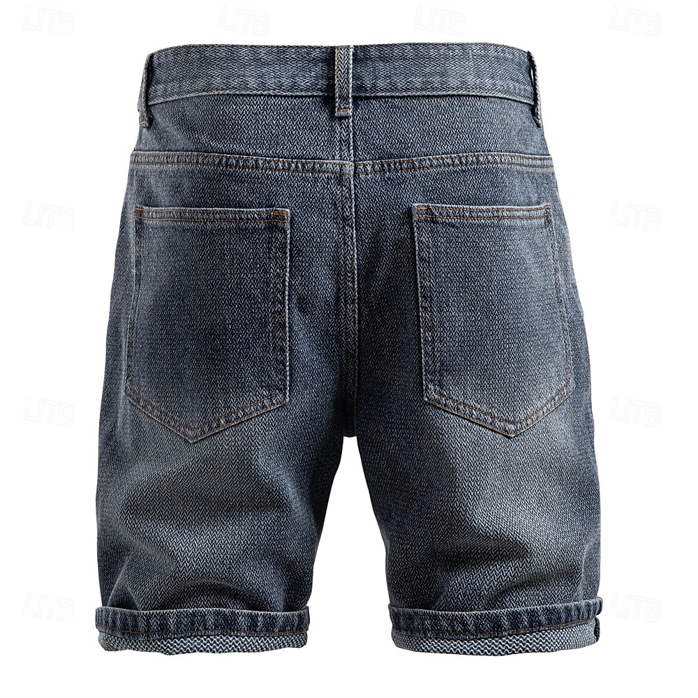 Herre Jeans Dongerishorts Knapper Lomme Gradert Knelengde utendørs Feriereise Avslappet Ferie Årgang Blå Grå Mikroelastisk 2025 - $20.99 –P3