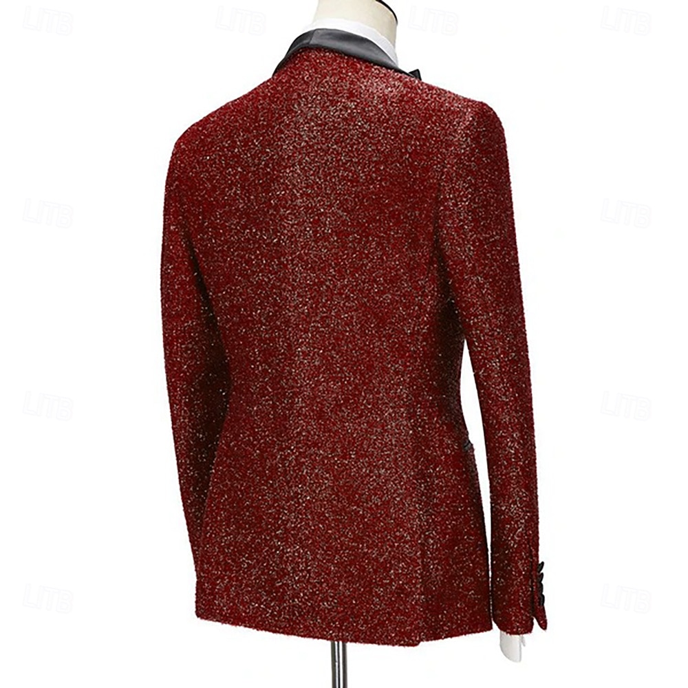 Heren Feestpakken Tuxedo's Zwart Rood Mode Luxe Effen Kleur Standaard Pasvorm 3-Delig Enkele Knoof 2025 - $136.99 –P2