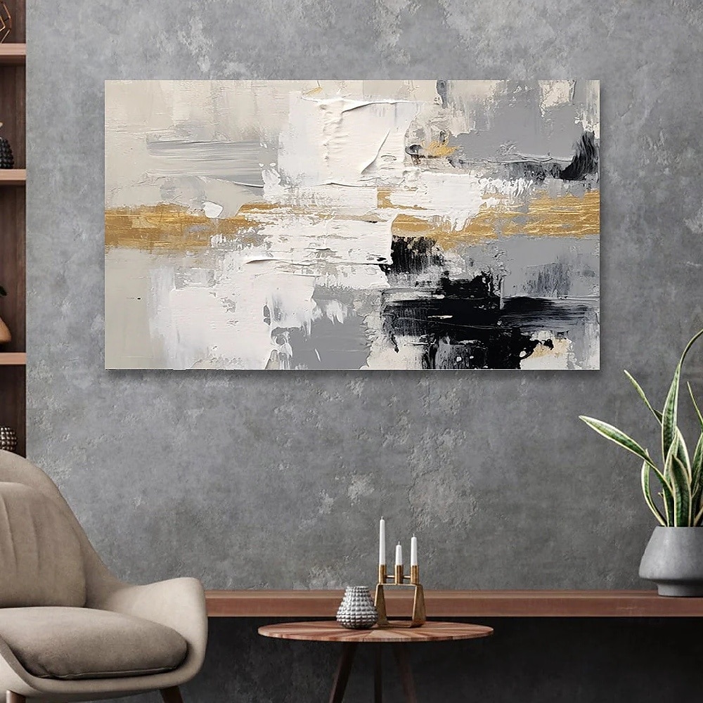 großes schwarzes abstraktes Ölgemälde, handgemalt, grau-goldenes Gemälde, handgefertigtes Gemälde, moderne Bürokunst, Wandgemälde für Wohnzimmer, Schlafzimmer, Büro, Wanddekoration 2025 - $116.99 –P6