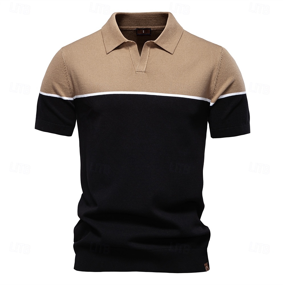 Voor heren Polo Gebreide polo Formeel Werk Meeuwenhalsband Korte mouw Kleurenblok Lapwerk Zomer Marineblauw Khaki Leger Groen Polo 2025 - $26.99 –P18