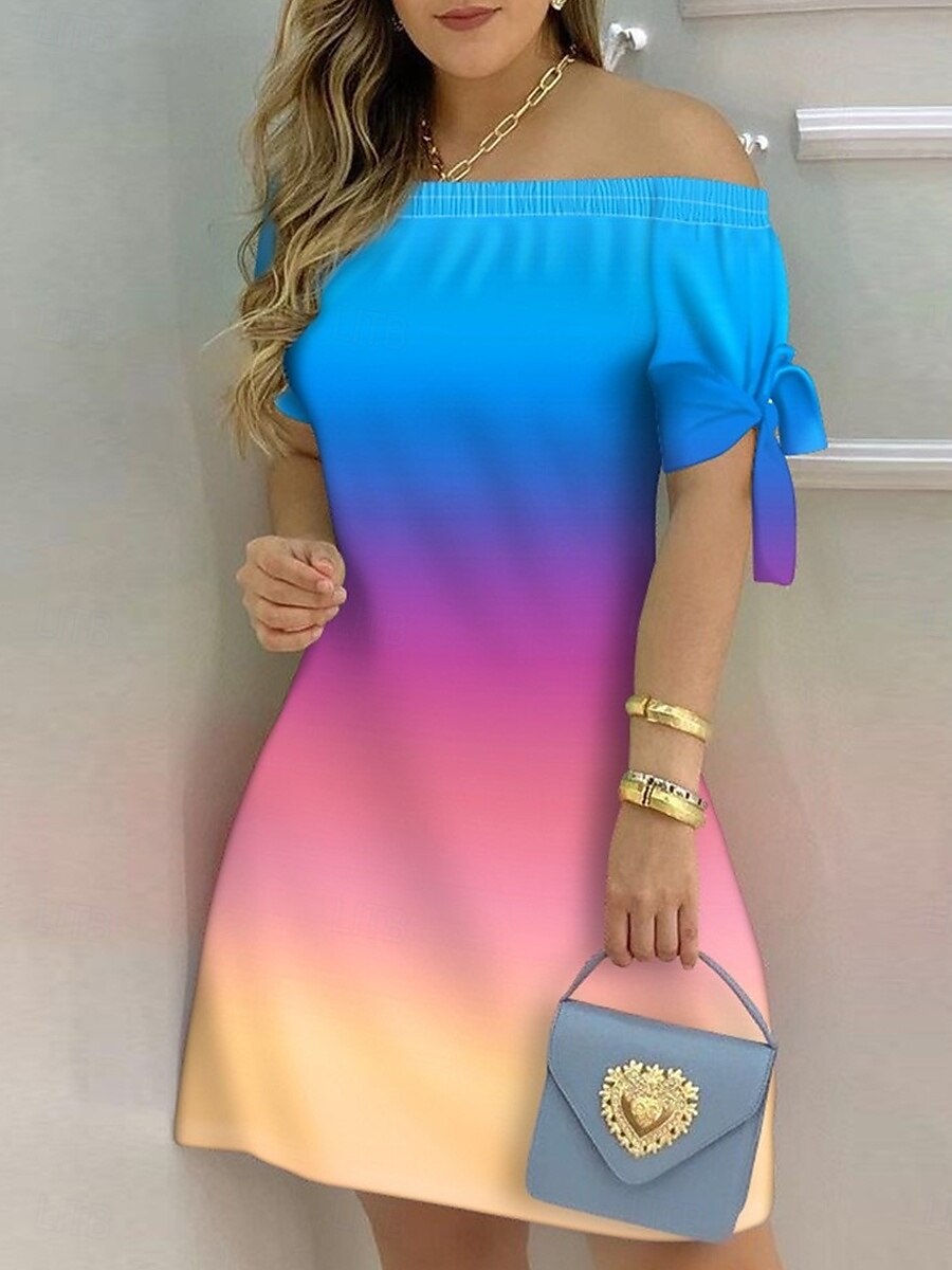 בגדי ריקוד נשים שמלת מיני שמלת שיפט שמלת Off The Shoulder שמלת סטרפלס יום יומי חופשה יומי רגיל פרחוני שרוולים קצרים סירה מתחת לכתפיים שחור צהוב ורוד מסמיק ורד מאובק קיץ 2025 - ₪94 –P4