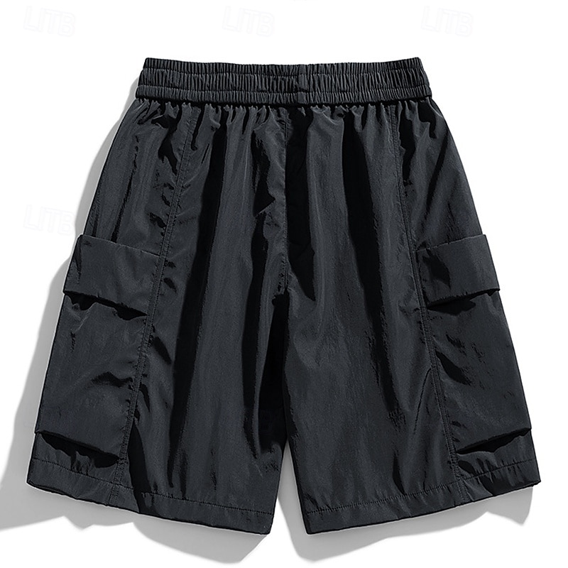 Homens Bermuda Cargo Calção Bermudas Shorts casuais Cintura elástica Bolso multi Perna reta Tecido Respirável Pavio Humido Comprimento do joelho Ao ar livre Casual Corrida Esportes Moda Preto Roxo de 2025 por $20.99 –P6