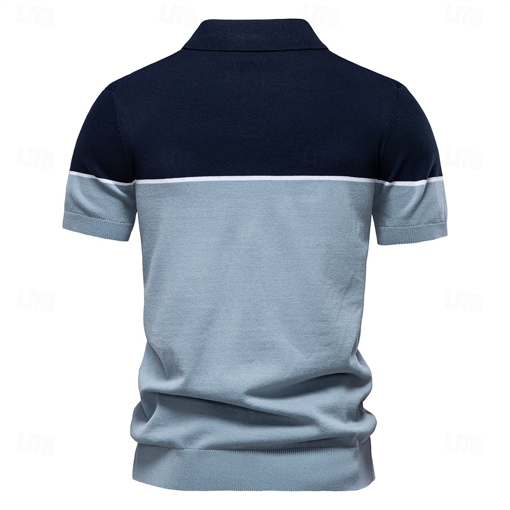 Voor heren Polo Gebreide polo Formeel Werk Meeuwenhalsband Korte mouw Kleurenblok Lapwerk Zomer Marineblauw Khaki Leger Groen Polo 2025 - $26.99 –P10