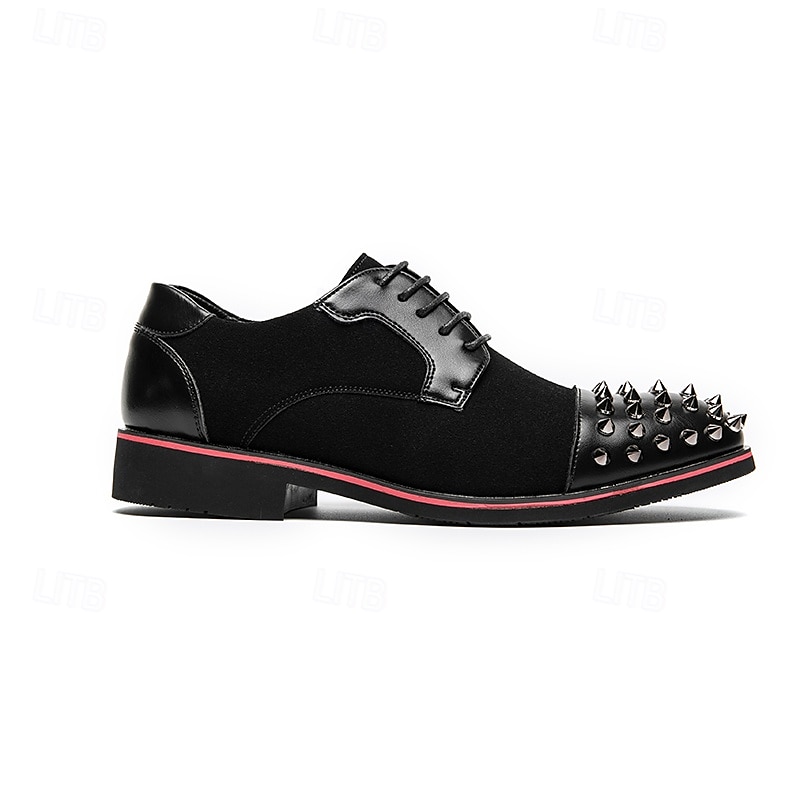 scarpe derby da uomo - misto pelle sintetica e pelle scamosciata con dettagli rivettati, eleganti calzature casual da uomo, perfette per ufficio, feste e uso quotidiano del 2025 a $46.99 –P3