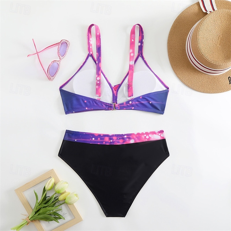 Dam Tankini Tvådelad baddräkt V-ringad Brottarrygg Badkläder Badkläder Rodnande Rosa Blå Andningsfunktion Snabb tork Lättvikt Ärmlös - Simmning Surfing Strand Sommar Vår 2025 - $19.49 –P7