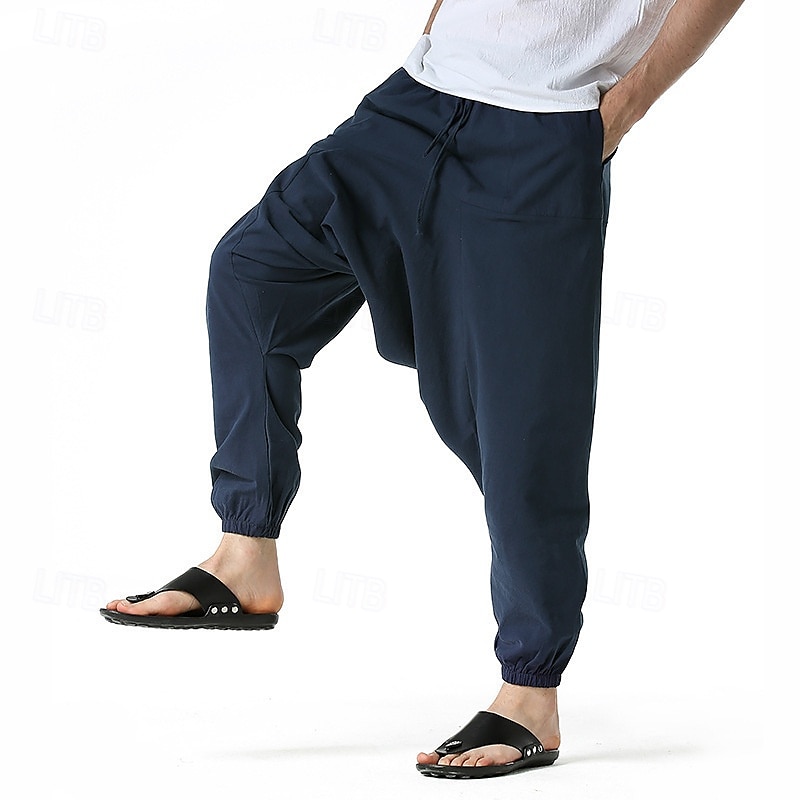 Hombre Persona que practica jogging Pantalones de algodón Pantalones Pantalones de playa Pantalones Harem Bolsillo Correa Cintura elástica Plano Comodidad Transpirable Vacaciones Diario Festivos 2025 - $23.99 –P10