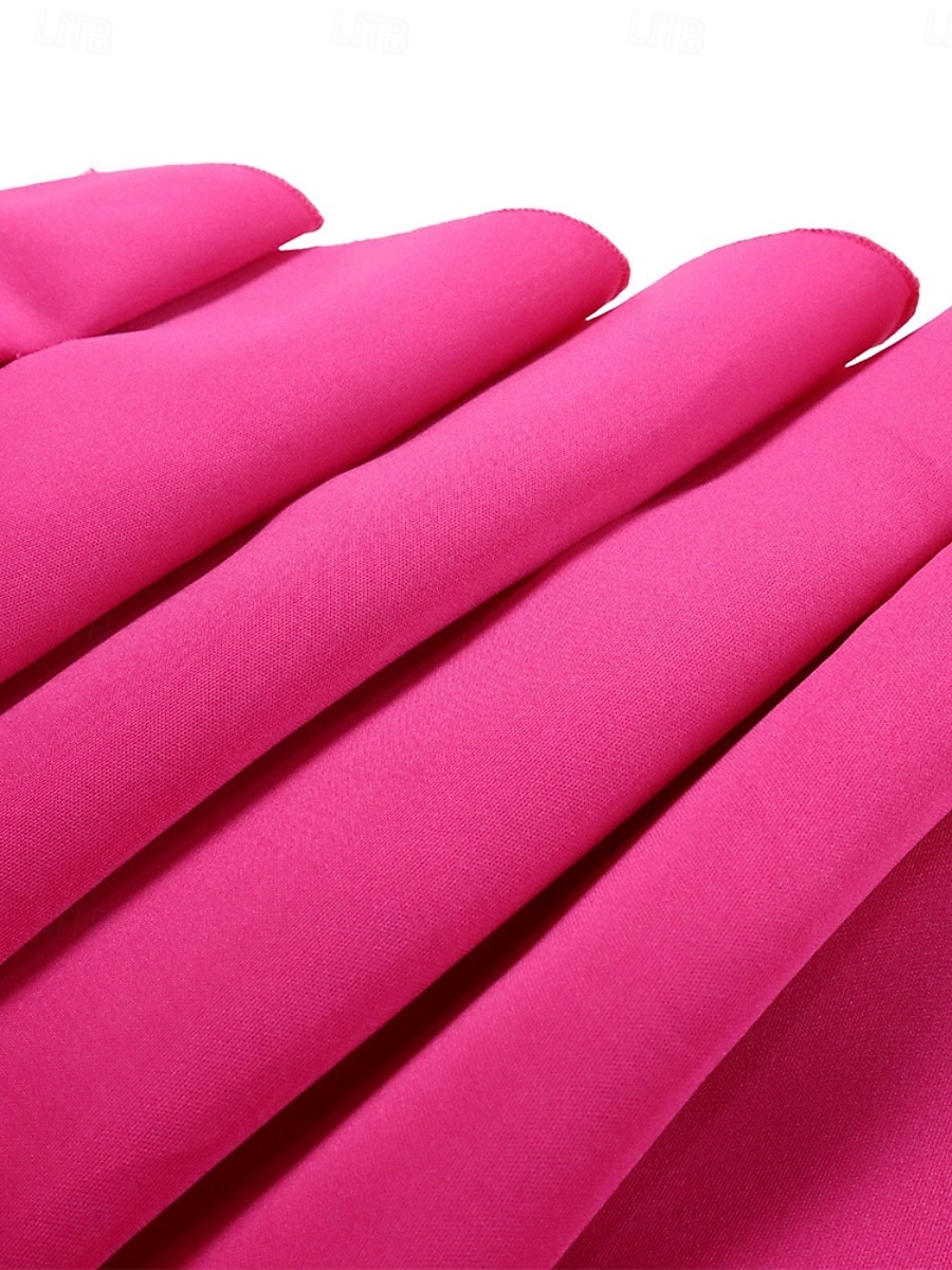 Kentucky Derby Damen Midi Kleid A-Linie Kleid Fit And Flare Kleid Elegant Formal Party Hochzeitsgast Verlobung Reguläre Passform Grafisch Ärmellos Eine Schulter Weiß Pink Rot Fuchsia 2025 - $44.99 –P4