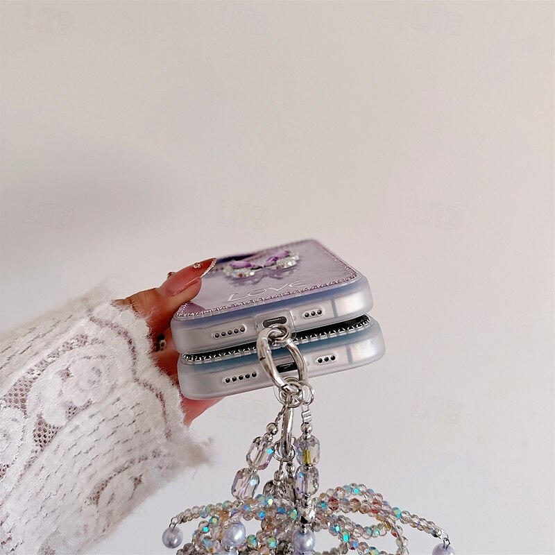 Phone Case For iPhone 16 iPhone 16 Pro iPhone 16 Pro Max iPhone 15 iPhone 15 Pro Max iPhone 14 Pro Max iPhone 13 12 Pro Max Back Cover with Wrist Strap Bling Glitter Shiny Shockproof Retro Silicone 2025 - $19.99 –P6