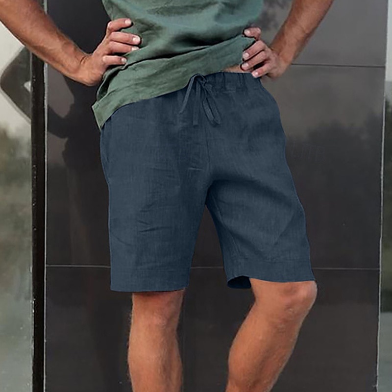 Herren Shorts Kurze Hosen Shorts aus Baumwollleinen Sommer-Shorts Strandshorts Kurze Hosen Tasche Kordelzug Elastische Taille Glatt Komfort Atmungsaktiv Kurz Urlaub Festtage Strand Hawaiianisch Boho 2025 - $16.49 –P9