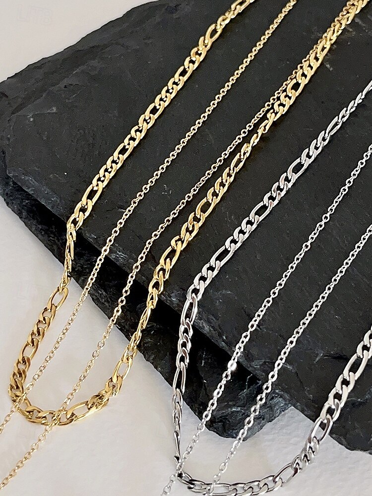 Collier à double chaîne multicouche pour femme avec pendentif rectangulaire noir - peut être porté séparément, bijoux élégants pour femmes, adaptés aux occasions formelles et décontractées de 2026 ? $11.99 –P6