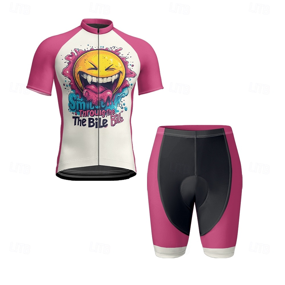 Voor heren Wielrenshirt met shorts Korte mouw Bergracen Wegwielrennen Fuchsia Rode roos Grafisch Fietsen Spandex Sport Grafisch Letter en nummer Kleding 2025 - $47.99 –P6