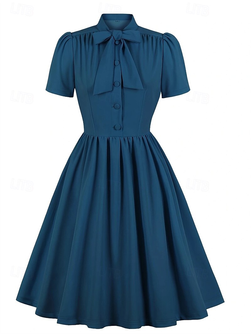 Elegantní 50. léta Retro Ke kolenům Šaty A-Line šaty Čajové šaty Pevná barva A-Linie Dámské Vánoce Karneval Nový rok Maturita Denní nošení loučení se svobodou nevěsty Dospělé Šaty pro návrat domů Léto 2025 - $34.99 –P4