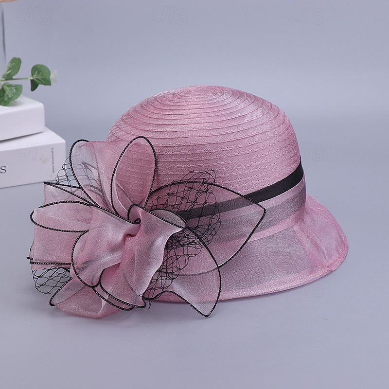 Klobouky Organza Kbelík Čajový dýchánek Dostih koktejl Elegantní Vinobraní Roztomilý S Květiny Přílba Pokrývky Hlavy 2025 - $17.99 –P13