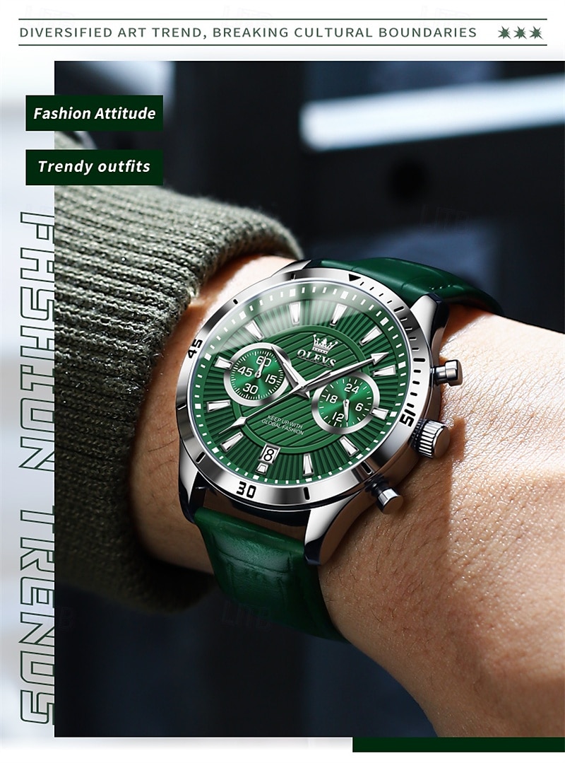 New Olevs Men'S Business Watch Chronograph Calendar 24-Hour Indicator Multi-Functional Quartz Watch Fashion Trend Waterproof Sports Watch 2025 - $35.99 –P13