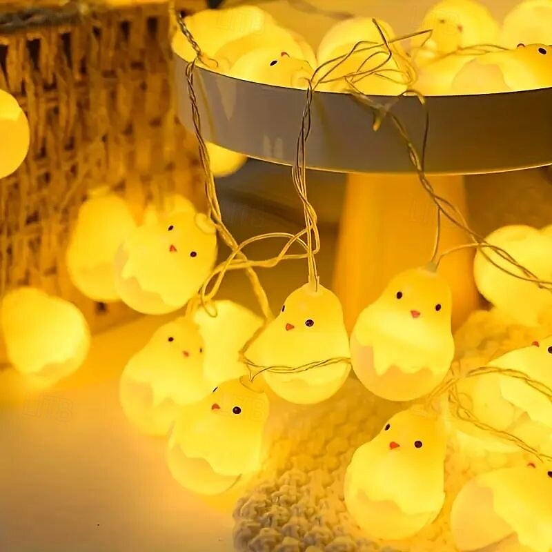 velikonoční řetězová světla králičí kuřátko víla 1,5 m 10 LED na baterie domácí zahrada balkon pokoj dovolená velikonoční párty dekorace závěsná světla 2025 - $9.99 –P8
