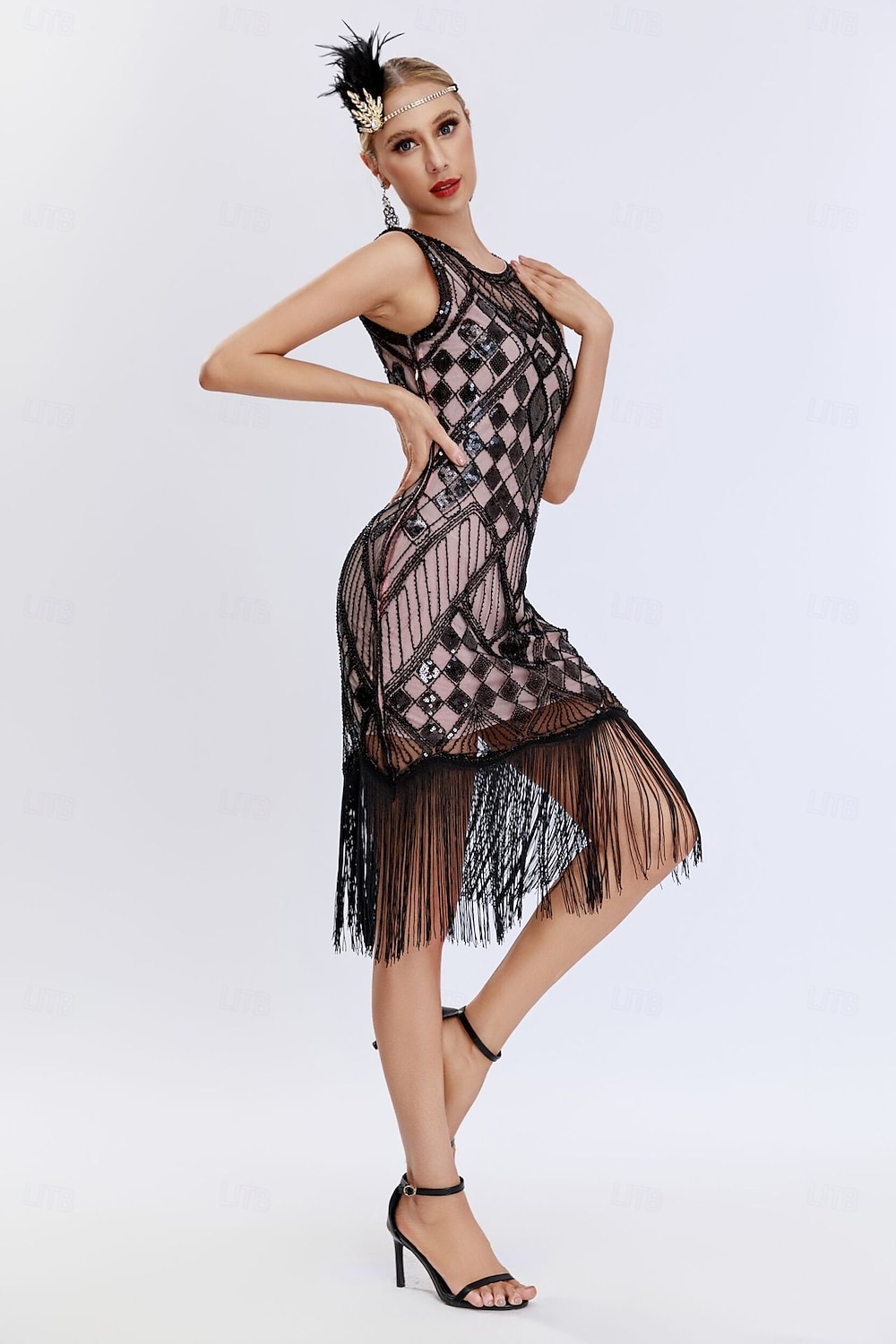 Retro Vintage Roaring 20s 1920s Flapper Dress Dress Christmas Party Dress The Great Gatsby Sequins Tassel Fringe Heart Women's Carnival Masquerade Wedding Wedding Guest Event / Party Adults' Dress 2025 - $41.99 –P8