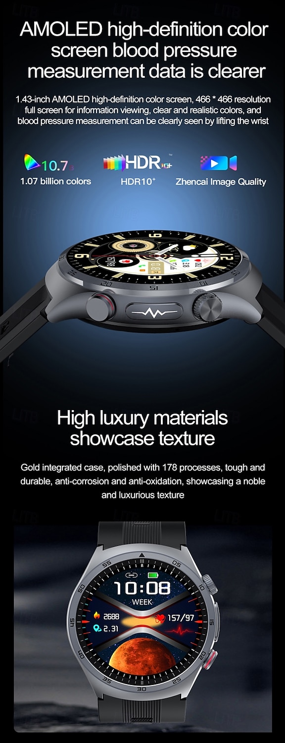 iMosi S25 Slimme horloge 1.43 inch(es) Smart horloge Bluetooth Stappenteller Gespreksherinnering Slaaptracker Compatibel met: Android iOS Uniseks Handsfree bellen Waterbestendig Mediabediening IP 67 2026 - $159.99 –P1