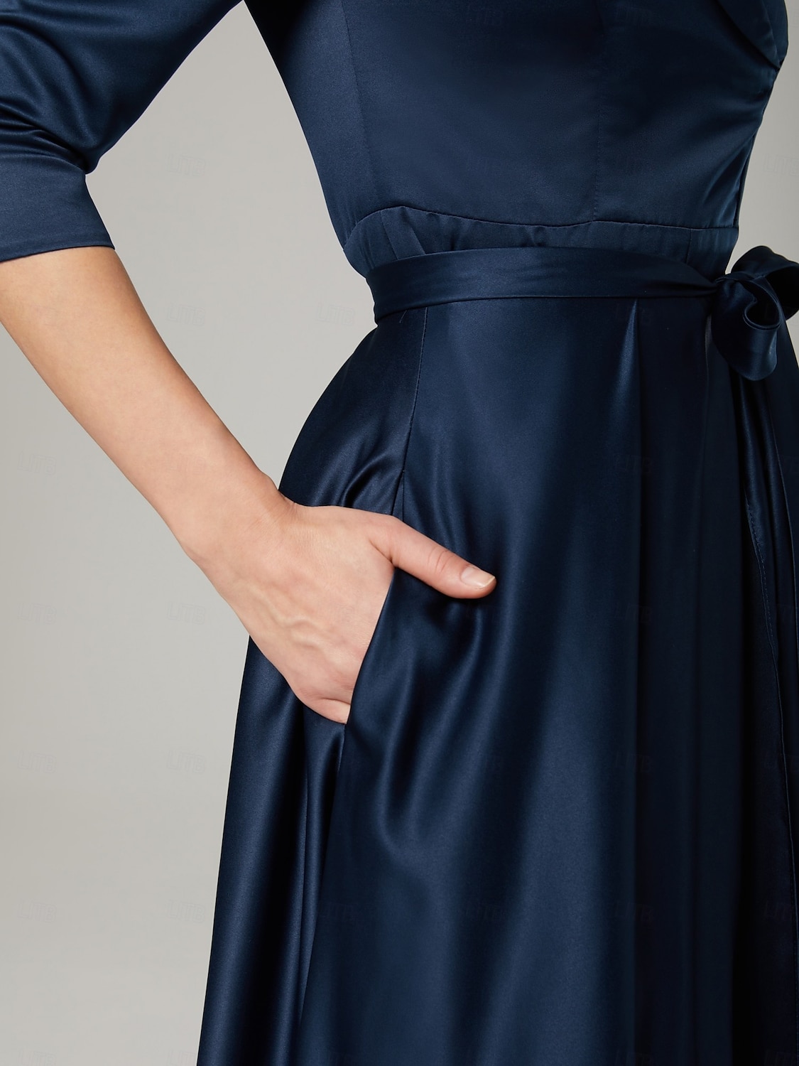 Jumpsuit / Pantsuit Mother of the Bride  Elegant Party Simple Shirt Collar Ankle Length Satin 3/4 Length Sleeve with Bow(s) 2025 - $164.99 –P8