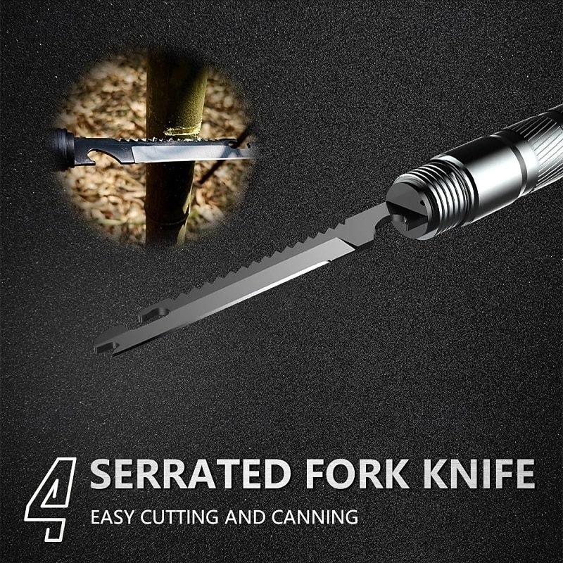 1 juego de bastones de senderismo multifuncionales: bastón de trekking plegable con cuchillo oculto &Brújula - Bastón de autodefensa para acampar & senderismo 2025 - $60.99 –P6