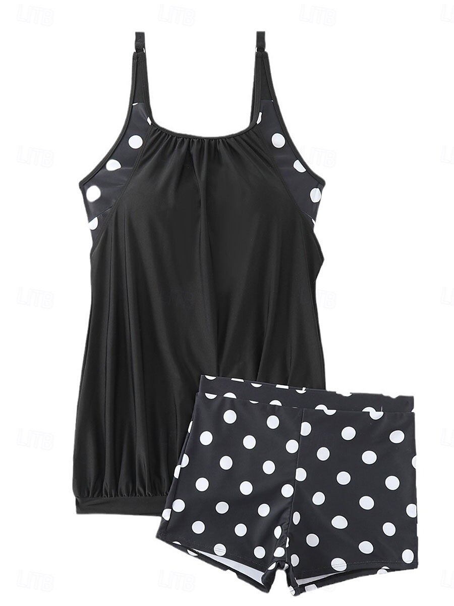 Women's Swimwear Bikini 2 Piece Boy Leg Swimsuit Backless Slim Vacation Beach Wear Polka Dot U Neck Sleeveless Bathing Suits 2025 - $23.99 –P6