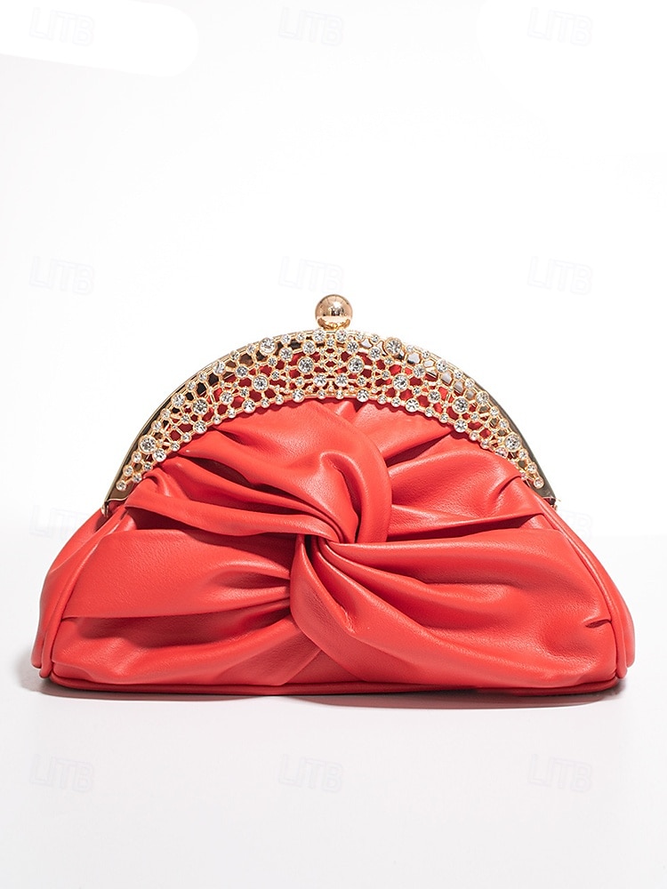 pochette da sera in similpelle da donna – borsa con nodo vintage decorato con strass per matrimoni, feste ed eventi formali colore argento nero bianco del 2025 a $29.99 –P3