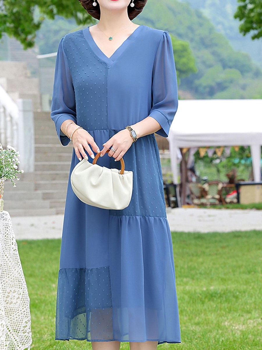 Női Hosszú ruha Maxi ruha hétköznapi ruha A vonalú ruha Elegáns Stílusos Alkalmi Vakáció Hétköznapi Napi Normál Sima Rövid ujjú V-alakú Arcpír rózsaszín Medence Nyár Tavasz 2025 - $48.99 –P10