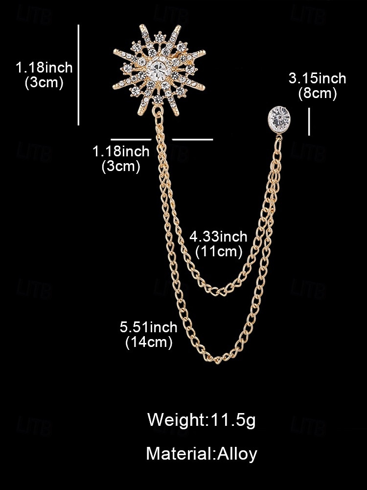 elegante kristallen ster revers speld met gouden kettingen – stijlvolle broche voor mannen en vrouwen, perfect voor pakken, bruiloften en formele gelegenheden 2025 - $9.99 –P8