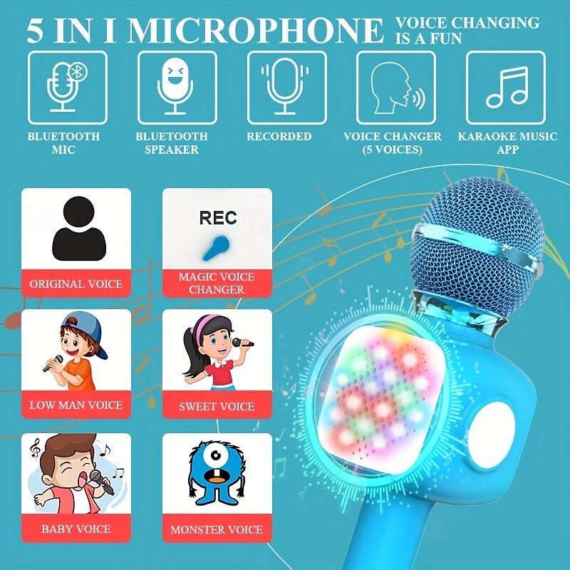 Handheld Wireless Bluetooth Microphone KTV Karaoke Microphone with Speaker for IOS Android Phone Computer 2025 - $23.99 –P10