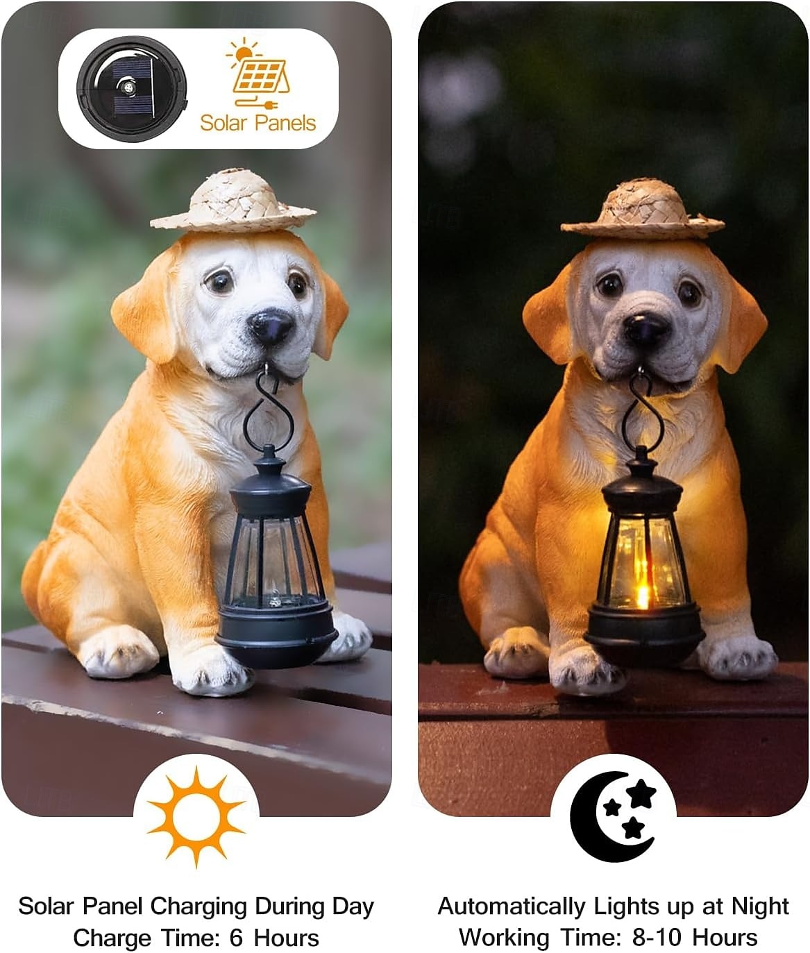 Solar-Powered Dog Statue Light with Retro LED Lantern - Outdoor Garden Decor for Patio, Porch, Balcony, Holiday Decoration 2025 - $42.99 –P4