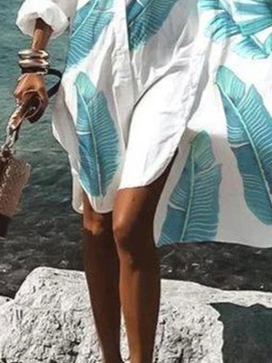 Damen kleid lang blusenkleid Casual kleid Stilvoll Brautkleider schlicht Urlaub Täglich Lockere Passform Graphic Langarm Hemdkragen Weiß Gelb Rosa Leicht Blau Sommer Frühling Herbst 2025 - $26.99 –P2