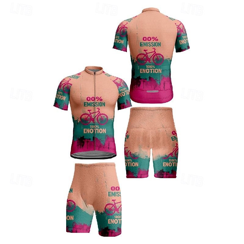 Per uomo Maglia da ciclismo con pantaloncini Manica Corta Mountain Bike MTB Ciclismo su strada Estate Primavera Autunno Nero Rosa Rosso A righe Lettere & Numeri Bicicletta Cerniera Frontale del 2026 a $47.99 –P19
