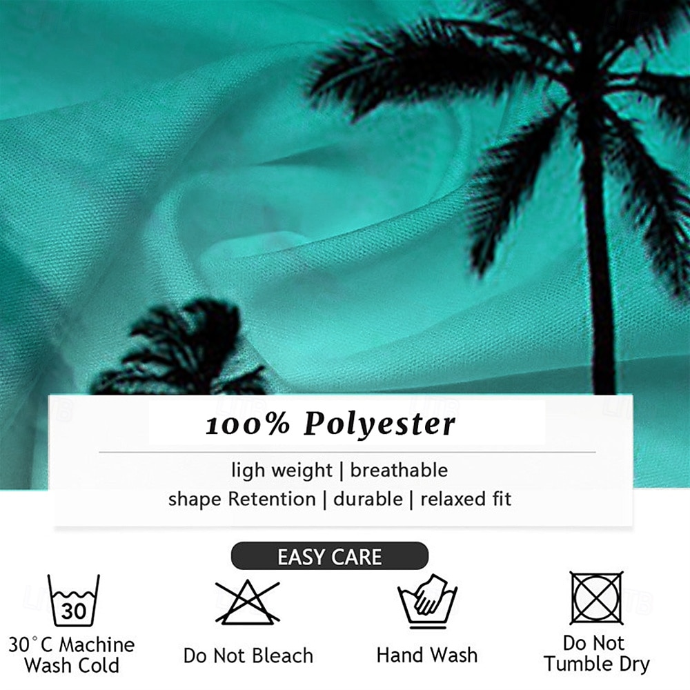 Herren Kokospalme 2St Hemden-Sets Hemd Kurzarm Kurze Hosen Kubanisches Halsband Urlaub Hawaiianisch Party Lässig Täglich 3D-Druck Sommer Rubinrot Grün 2025 - $37.99 –P4