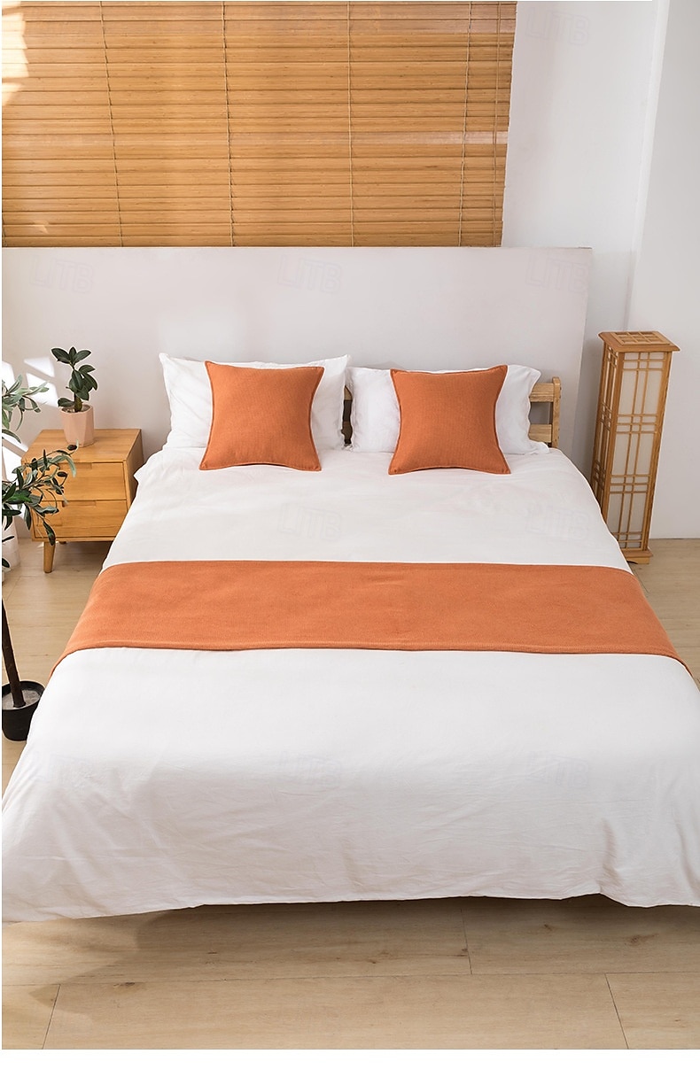 Cubre Pie de Cama Bufanda Decorativa de Cama Waffle para Hogar Hotel Edredones Bufandas Protección Moderna Sólida Cubre Pie de Cama para el Pie de la Cama Decoración de Dormitorio 2025 - $13.99 –P2