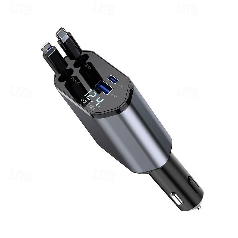 autós töltő adapter 120w gyorstöltő usb típusú c gyorstöltő kábel visszahúzható vezetékekkel iphone-hoz 16/15/14/13/12 samsung 2025 - $29.99 –P1