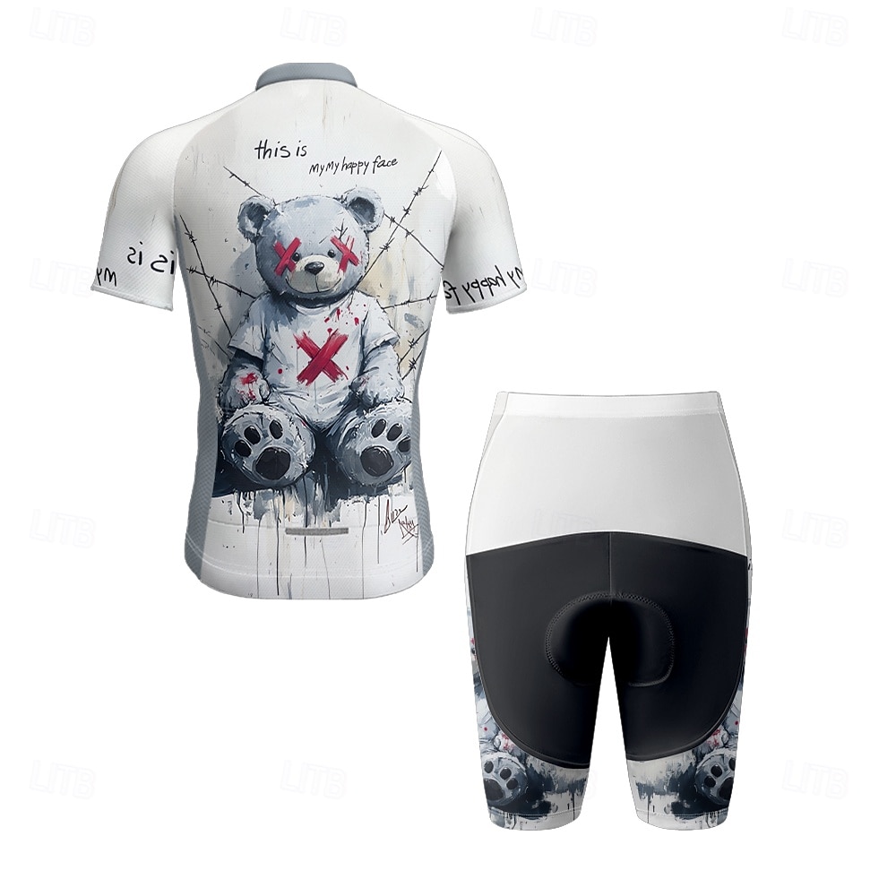 Herr Cykeltröja med shorts Kortärmad Bergscykling Vägcykling Sommar Vår Höst Vit Tecknat Cykel Dragkedja fram Svettavvisande Bekväm Andningsfunktion Elastan sporter Kläder 2026 - $47.99 –P5