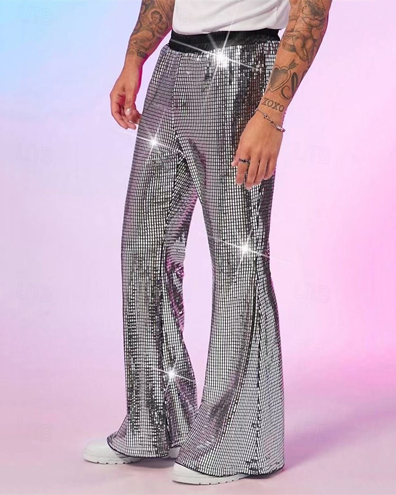 Per uomo Pantaloni da discoteca Pantaloni Pantaloni casual Paillettes Tasca Elastico in vita Semplice Comodità Feste Palcoscenico Luci da discoteca Vintage Glitter Argento Rosso Micro-elastico del 2025 a $31.99 –P3