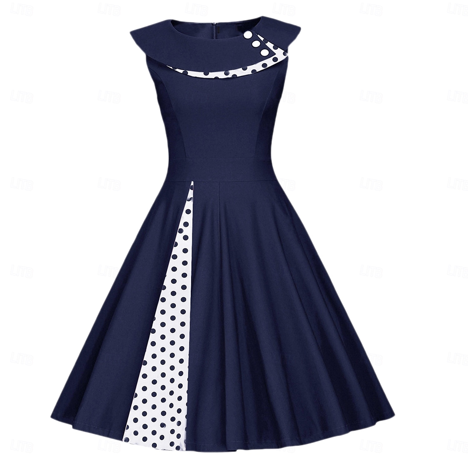 Mujer Vestido Midi Vestido vintage Elegante Ajuste regular Sin Mangas Cuello Barco Negro Rojo Azul Marino Verano Primavera 2025 - zł108.99 –P2