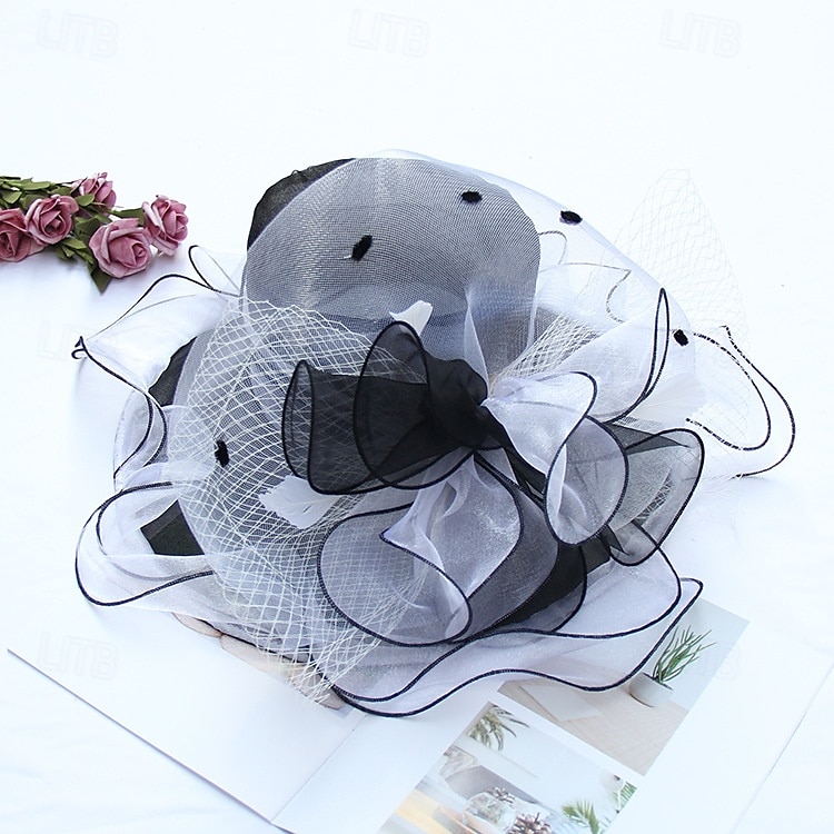 Kalap Organza Szalmakalap Előírásos Hétköznapi Estély Zsúr koktél Elegáns Szüret Napvédő Val vel Virág Sisak Fejfedők 2025 - $26.99 –P7