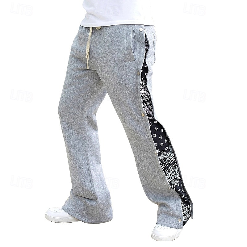 Men's Athletic Pants Sweatpants Tear Away Pants Flared Pants Trousers Pocket Drawstring Elastic Waist Patchwork Graphic Prints Comfort Sports Outdoor Daily Fashion Casual Black Gray Micro-elastic 2025 - $25.99 –P9