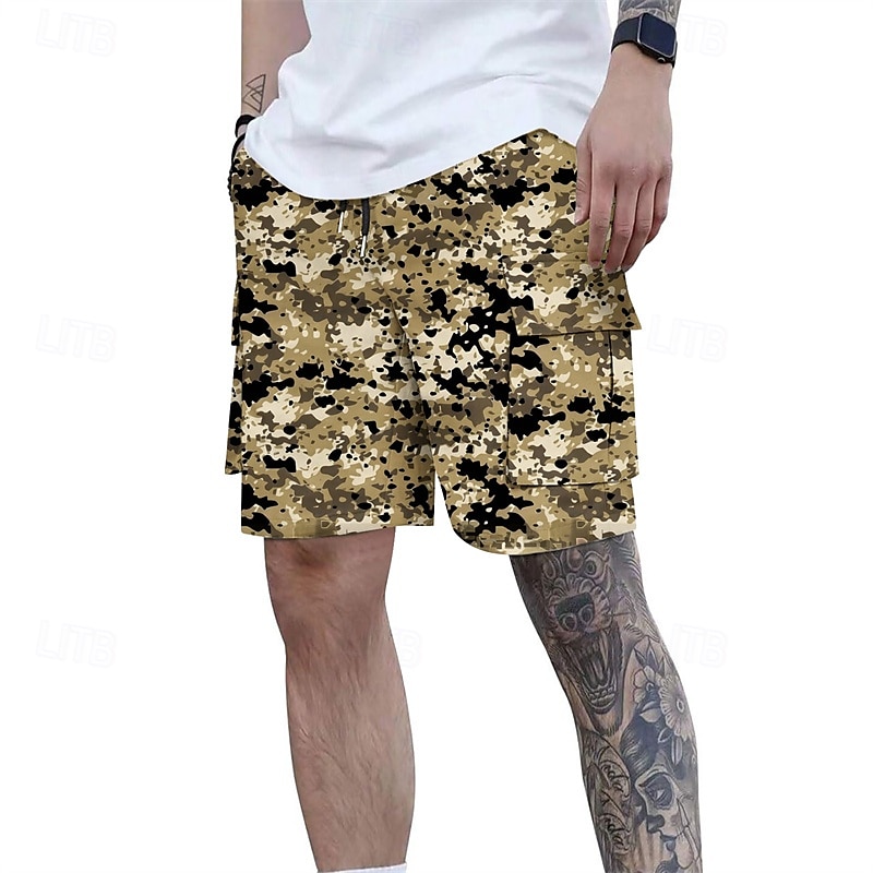 Homens Bermuda Cargo Shorts camuflados Calção Shorts de verão Com Cordão Cintura elástica Bolso multi Côr Camuflagem Conforto Vestível Comprimento do joelho Ao ar livre Esporte Diário Moda Casual de 2025 por $18.99 –P9