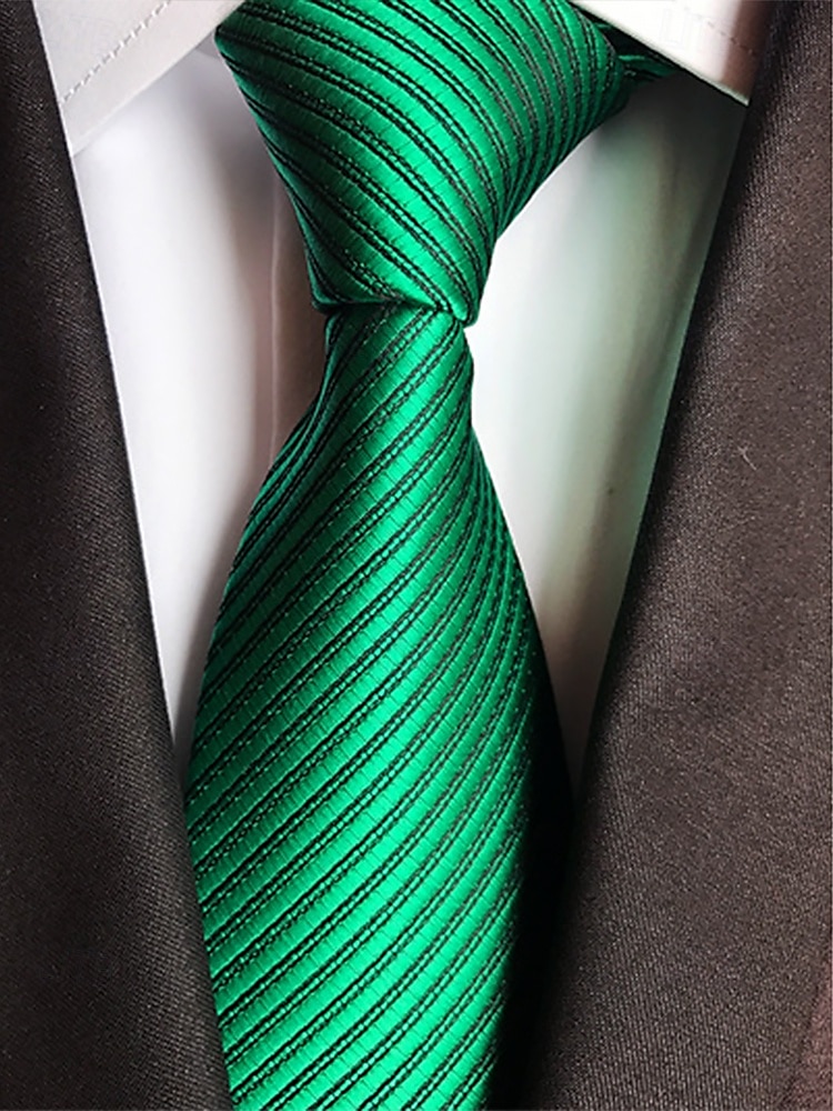 Men's striped satin tie, a variety of colors to meet different matching needs, suitable for business, wedding and formal events elegant and fashionable tie 2025 - $11.99 –P4